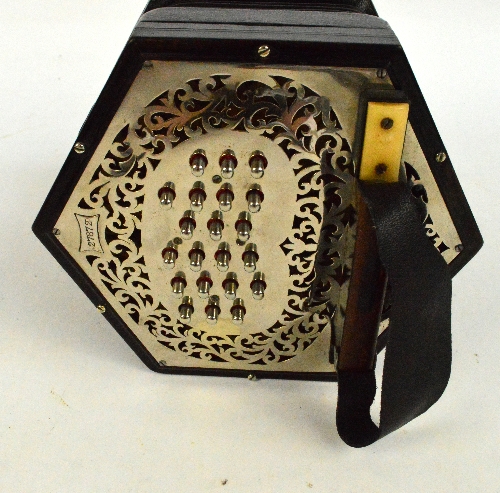 An early 20th century 46 key duet concertina by C Wheatstone & Co, London, serial no.27872, c. - Image 3 of 10