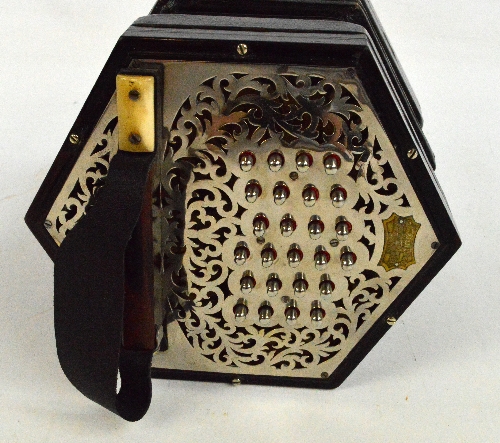 An early 20th century 46 key duet concertina by C Wheatstone & Co, London, serial no.27872, c. - Image 2 of 10