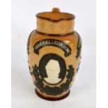 A Doulton Lambeth stoneware jug commemorating General Gordon, impressed marks to base, height 19.