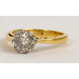 An 18ct yellow gold diamond solitaire ring,