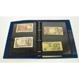 A collection of foreign bank notes including a numbered Lisbon note, other Portuguese notes,