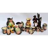 A group of ten Royal Doulton character jugs in various sizes to include "Granny", "Sairey Gamp",