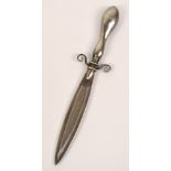 A Victorian silver bookmark modelled as a dagger with wire cross guards, Chrisford & Norris,