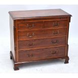 A George III style mahogany and crossbanded chest of drawers,