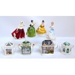 Four Royal Doulton figures; HN2368 "Fleur", HN3646 "Claire", HN2937 "Gail", and HN2367 "Coralie",