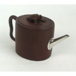 A Chinese Yixing teapot with white metal replaced spout, three-legged toad finial,