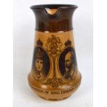 A Royal Doulton stoneware jug commemorating the coronation of King Edward VII in 1902,