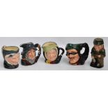 Four large Royal Doulton character jugs; "Rip van Winkle", "Sairey Gamp",