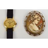 OMEGA; a lady's manual wind gold plated cased wristwatch,