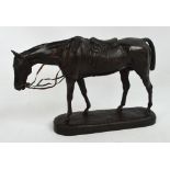 After JOHN WILLIS GOOD; a bronze figure of a racehorse with saddle and reigns,
