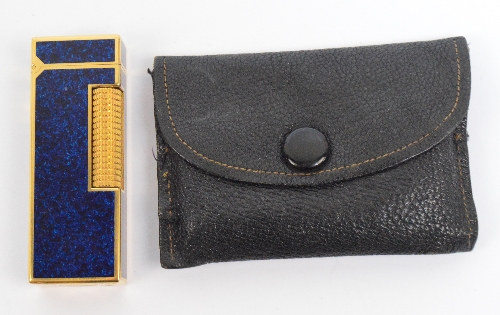 DUNHILL; a rectangular lighter with simulated lapis lazuli body and gold plated mounts, length 6. - Image 2 of 2