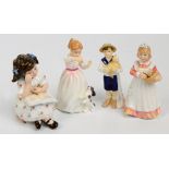 Four Royal Doulton figures; HN3607 "Special Friend", HN3695 "Storytime",