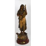 A large early 20th century gilt spelter figure "Le Trouvere", height 59cm.