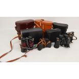 A group of various cased binoculars to include Carl Zeiss Jena Multi-coated "Jenoptem" 10x50w,
