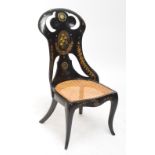 A 19th century papier mâché cane seated chair by Bettridge & Co, Birmingham,