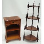 A reproduction yew wood side cabinet and a reproduction corner whatnot (2).
