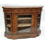 A good quality Victorian burr walnut inlaid and crossbanded credenza,