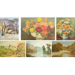 A quantity of decorative oils, watercolours and prints predominantly landscapes.