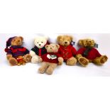 Four Harrods annual teddy bears, 2003-2006 including 20th anniversary example from 2005,