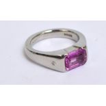 BOODLE & DUNTHORNE; a platinum, pink topaz and diamond ring,