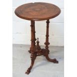 A Victorian figured walnut and inlaid occasional table,