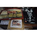 Six horse and hunting related prints to include a simulated oil on board entitled 'The Twister,