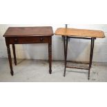 A Victorian mahogany hall table with single drawer on ringturned legs,