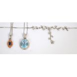 Three white gold necklaces to include a Clogau, approx 12g with stones.