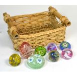 Eight paperweights to include Caithness and millefiori examples (8).