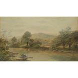 ALBERT POLLITT (1856-1922); watercolour 'Mountainous Landscape with River', signed and dated 1891,