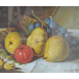 ALEXANDER STANESEY (1832-1916); a still life of fruit, pears,