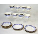 A Royal Crown Derby blue and white part tea service comprising six side plates, six saucers,