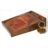 A walnut pocket watch stand and a writing box in need of restoration, length 35cm (2).