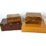 Two brass bound writing slopes/boxes,