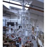 A five branch cut glass chandelier, height approx 60cm.