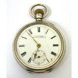 A hallmarked silver crown wind open face pocket watch,