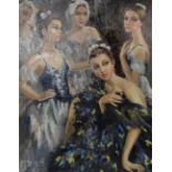 YURI DENISSOV (Russian contemporary); an oil on canvas depicting ballet dancers, signed lower left,