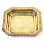 An Art Deco George V hallmarked silver pin dish of stepped rectangular form with engine turned