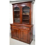 A Victorian mahogany chiffonier bookcase on plinth base, width approx 134cm.