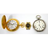 A small hallmarked silver open face pocket watch (af),