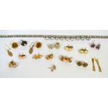 A quantity of 9ct gold and other ear studs and a decorative necklace etc.