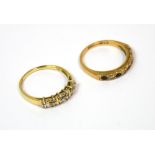 A 9ct yellow gold diamond set ring,