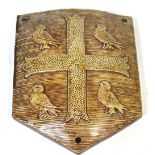 A rare Martin Brothers stoneware shield shaped plaque,