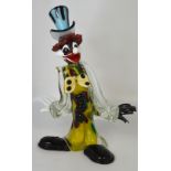 A large Murano glass clown, height 43cm (af).