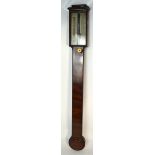 A 19th century mahogany stick barometer, inscribed to the face, 'A.