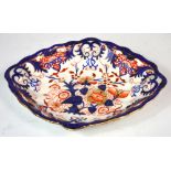 A Derby c1810 Imari palette Kings pattern oval bowl, length 28cm.