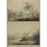After Walmsley; a pair of late 18th century coloured etchings by Dukes 'To Thomas Harris Esq,