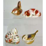 Four Royal Crown Derby paperweights, 'Meadow Rabbit',