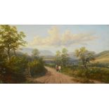 THOMAS BAKER OF LEAMINGTON SPA (1809-1869); oil on board 'On the Road to Bala', signed,