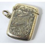 An Edward VII hallmarked silver vesta case, Birmingham 1904, approx 0.48ozt.